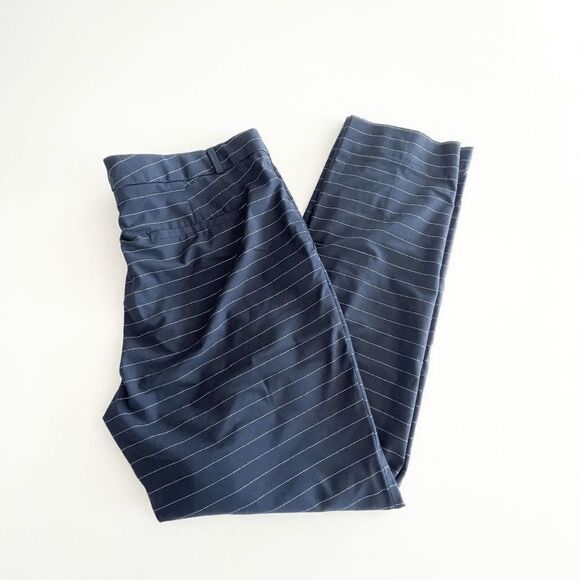 Banana Republic Womens Classic Ryan Tailored Pants Stripes Navy Blue Sz 12 - Picture 1 of 9